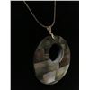 Image 1 : Round Pendant on Chain , looks like abalone shell