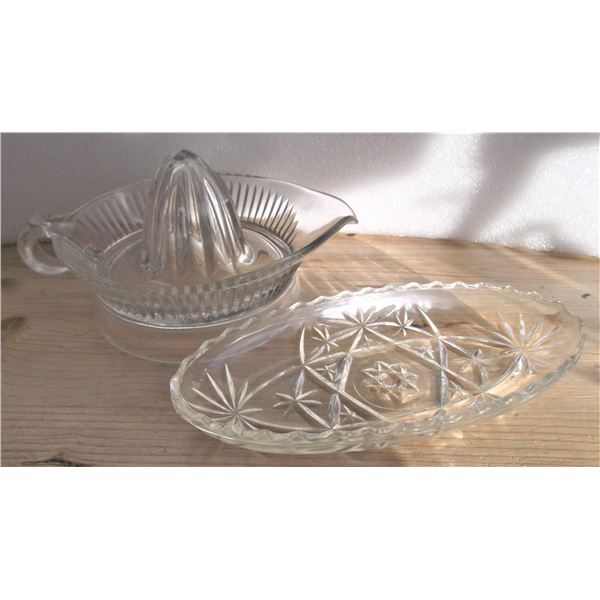 Glass Juicer and Butter Dish