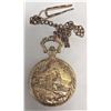 Image 1 : Quartz Pocket Watch - Gold Tone - Locomotive