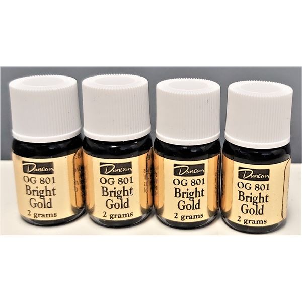 Duncan OG801 Bright Gold Overglaze - FOUR 2 gram Bottles - NEW - Contains 7% Gold