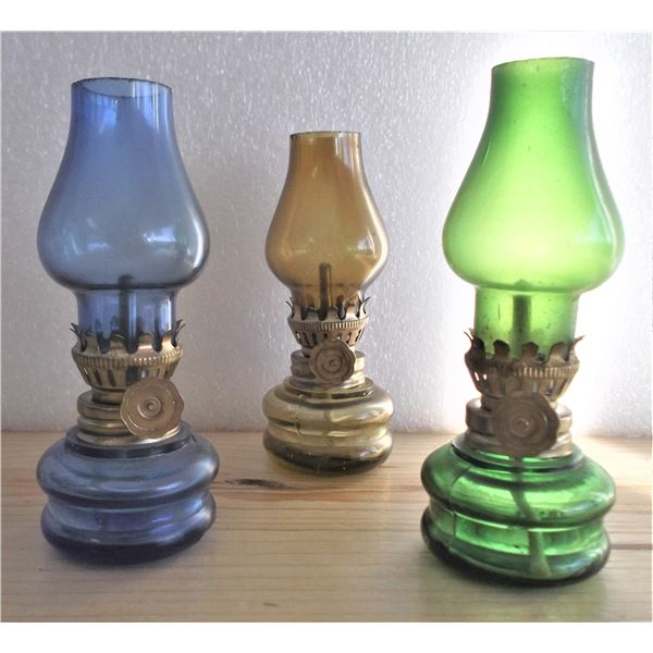 Three Miniature Colourful Oil Lamp