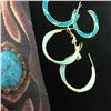 Image 4 : Leather Bracelet with Turquoise Stone, AND Three Pairs of Earrings