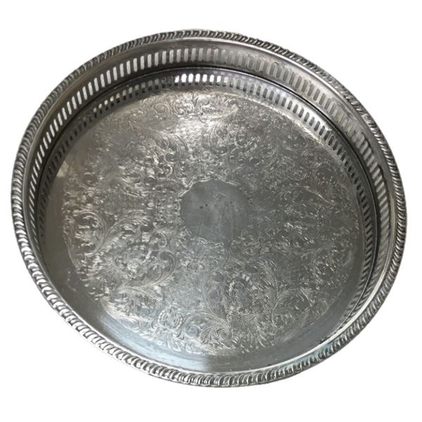 Silver Plated Serving Tray - Diameter 12"