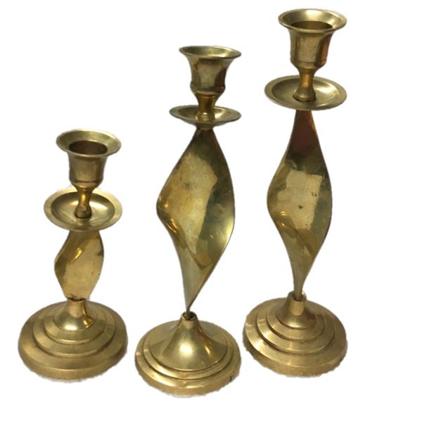 Three Brass Candle Holders