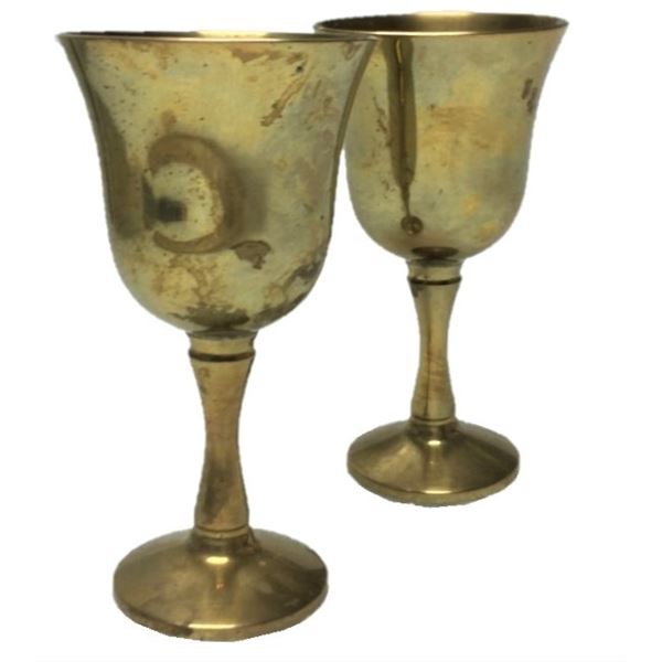 TWO Small Brass Goblets , Made in Portugal