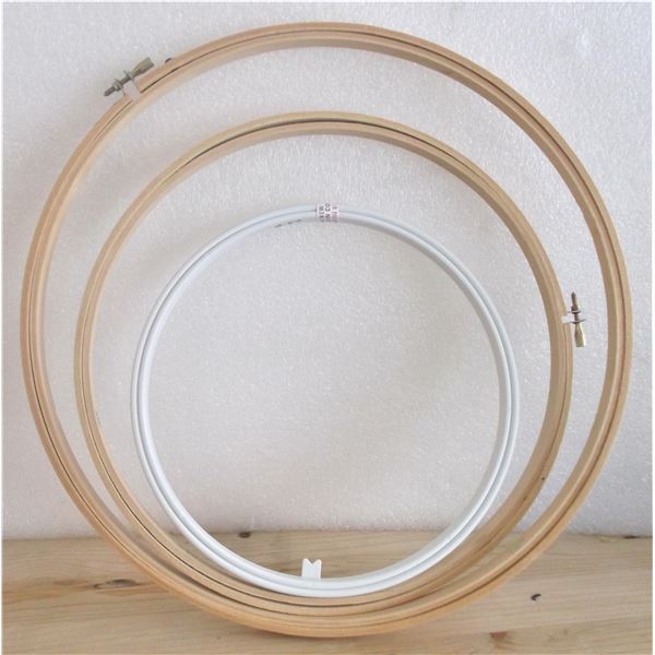 Three Embroidery Hoops - 8", 10", and 12"