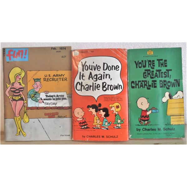 Vintage Charlie Brown Comics and Army FUN February 1974