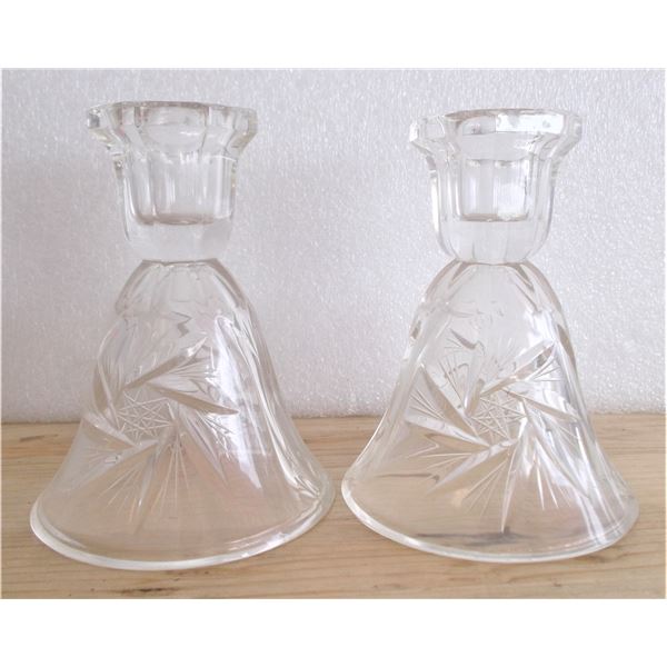 Pair of Lead Crystal Candle Holders