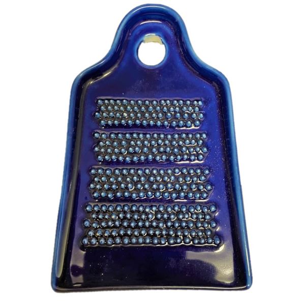 Blue Porcelain Lemon Zest Grater, Garlic Grater,  Small Chip Wear it hangs