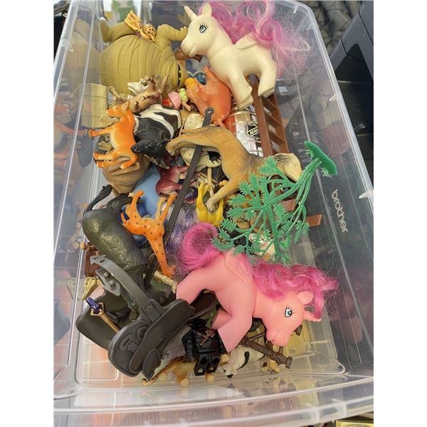 Shoebox Bin of Toys, Mini Animals, Mini Stanley Cup