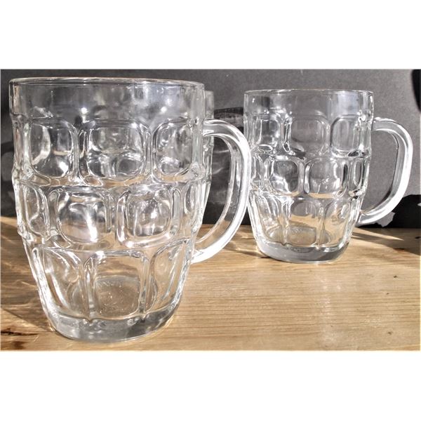 THREE Glass Beer Mugs