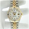 Image 3 : Rolex Mens Two Tone Diamond & Sapphire Datejust Oyster Perpetual Wristwatch With Box
