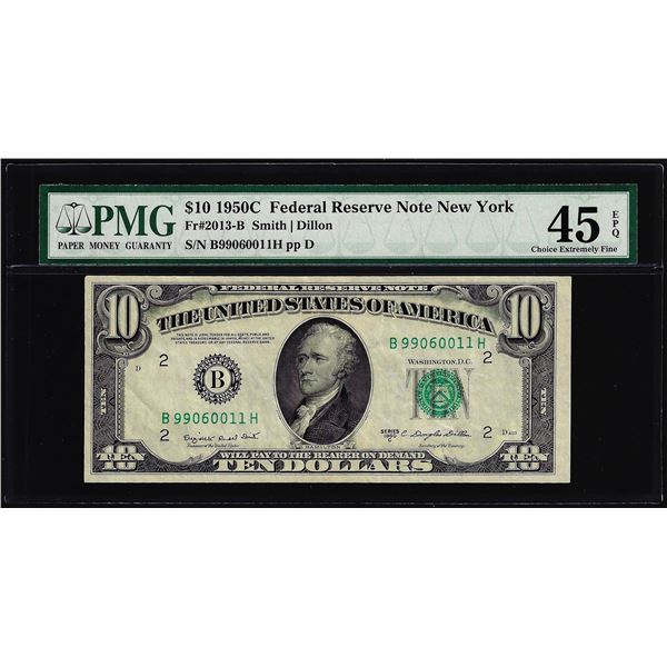 1950C $10 Federal Reserve Note New York Fr.2013-B PMG Choice Extremely Fine 45EPQ
