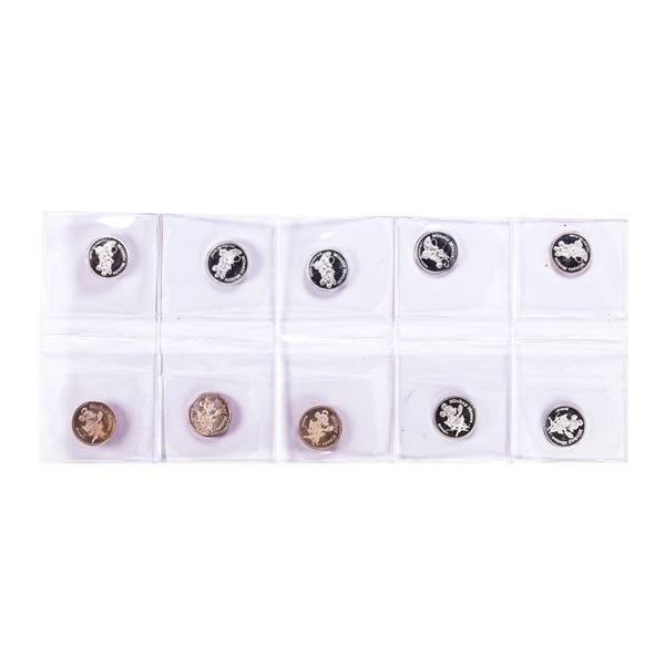 Lot of (10) Disney Mickey & Minnie Mouse 1/20 oz. .999 Fine Silver Coin Rounds