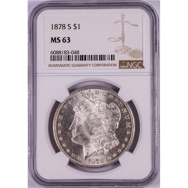 1878-S $1 Morgan Silver Dollar Coin NGC MS63