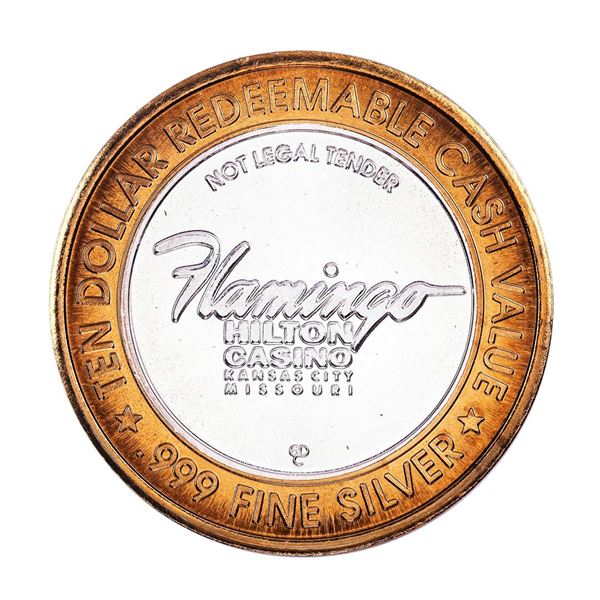 .999 Silver Flamingo Hilton Kansas City, MO $10 Casino Limited Edition Gaming Token