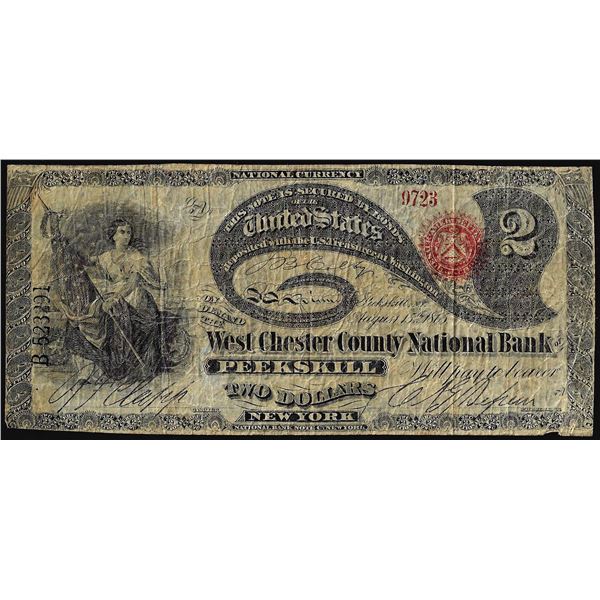 Contemporary Counterfeit 1875 $2 NB Peekskill, NY CH# 9723 National Currency Note
