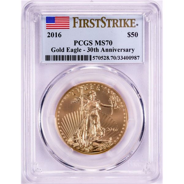 2016 $50 American Gold Eagle Coin PCGS MS70 First Strike