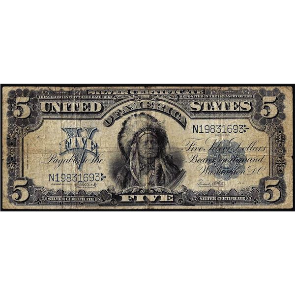 1899 $5 Indian Chief Silver Certificate Note