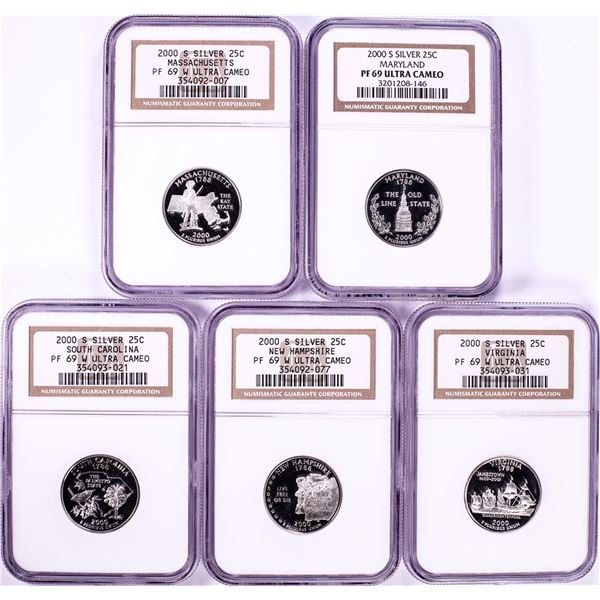 2000-S Silver Proof State Quarter (5) Coin Set NGC PF69 Ultra Cameo