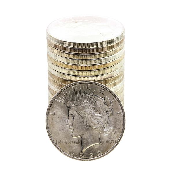 Roll of (20) Brilliant Uncirculated 1922 $1 Peace Silver Dollar Coins