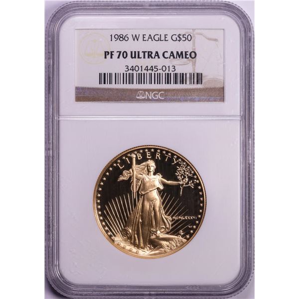 1986-W $50 Proof American Gold Eagle Coin NGC PF70 Ultra Cameo