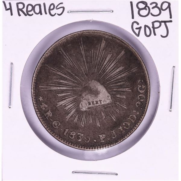 1839 GoPJ Mexico 4 Reales Silver Coin
