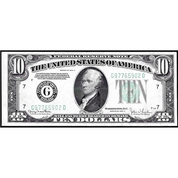 1934D $10 Federal Reserve Note Chicago