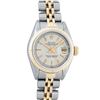 Image 2 : Rolex Ladies Two Tone Factory Silver Tapestry Dial Datejust Wristwatch