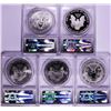 Image 2 : 25th Anniversary 2011 $1 American Silver Eagle (5) Coin Set ANACS MS70/SP70/PR70/RP70