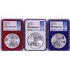 Image 1 : Lot of 2021 Type 1 $1 American Silver Eagle Coins NGC MS69 FDOI Red/White/Blue Core