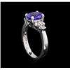 Image 4 : 2.06 ctw Tanzanite and Diamond Ring - 14KT White Gold