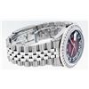 Image 4 : Rolex Mens Stainless Steel 3 ctw Red Vignette Roman Diamond Datejust Wristwatch