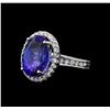 Image 1 : 9.04 ctw Tanzanite and Diamond Ring - 14KT White Gold