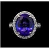 Image 2 : 9.04 ctw Tanzanite and Diamond Ring - 14KT White Gold