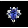 14KT White Gold 4.80 ctw Tanzanite, Sapphire and Diamond Ring