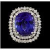 Image 2 : 18.03 ctw Tanzanite and Diamond Ring - 14KT White Gold