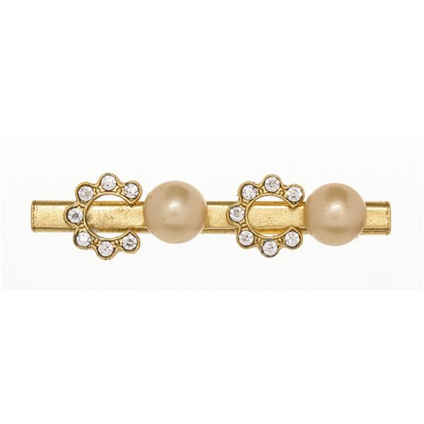 Chanel Gold Pearl CC Hairclip