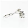 Image 6 : Modern 14K White Gold .84 ctw GIA Heart & Round Cut Diamond Moi et Toi Bypass Ri