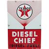 Image 1 : Texaco Diesel Chief Porcelain Sign - 12" x 18"