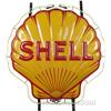 Image 1 : Shell Double Sided Porcelain Sign w/ Neon - 54" x 53"