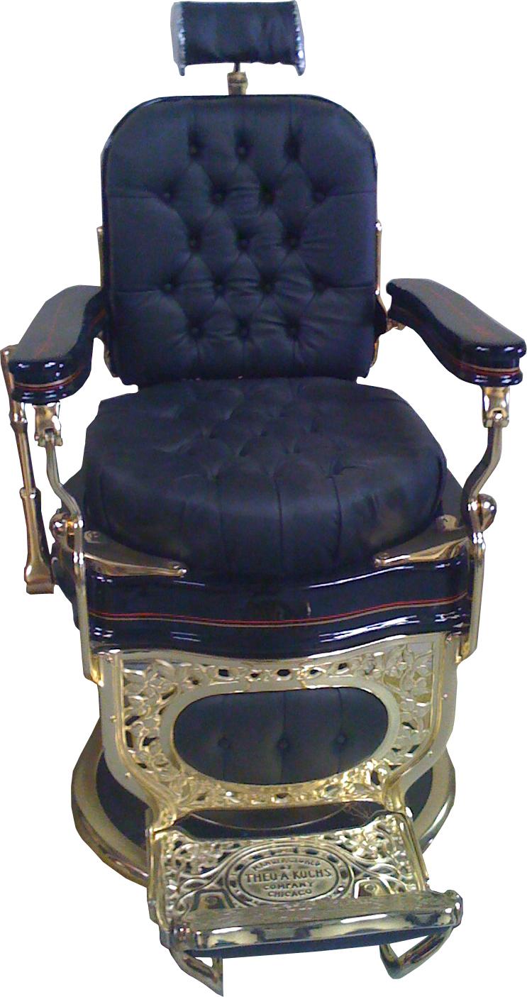 Restored Koch Barber Chair Black &amp; Brass w Leather