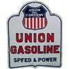 Image 1 : Union Gasoline Tombstone Shaped Double Sided Porcelain
