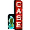 Image 1 : Case Double Sided Porcelain Sign w/ Neon & Old Abe - 74