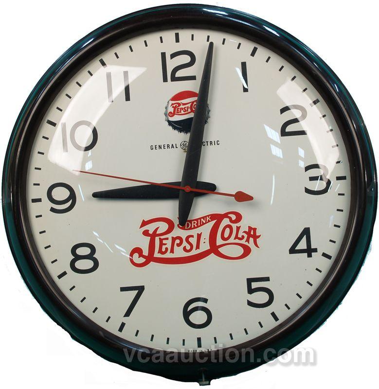 Large Pepsi Clock GE - Works 17