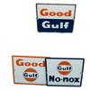 Image 1 : Lot Of 3 Gulf Porcelain Signs:  Each 11" x 18"