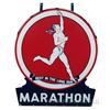 Marathon Double Sided Porcelain Sign w/ Original Ring &