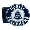 Public Telephone Double Sided Porcelain Flange Sign Bel