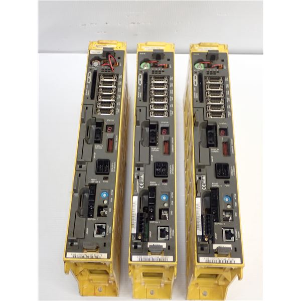 (3) Fanuc # A02B-0283-B801 Racks with Cards # A16B-3200-0421/09E