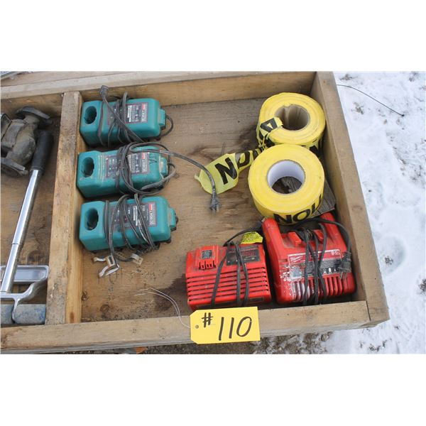 Five chargers, 2 rolls of caution tape